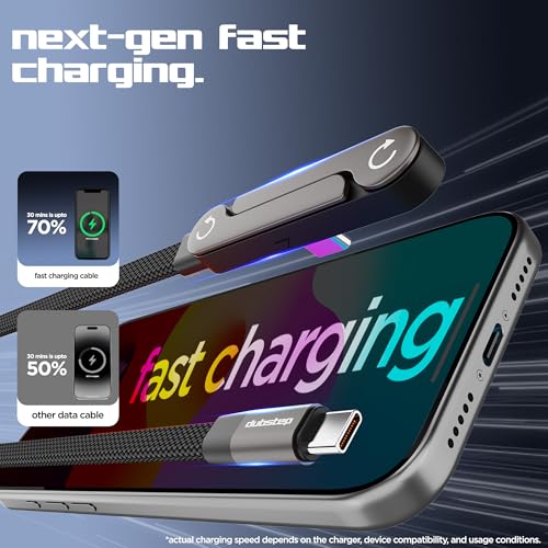Image of Dubstep Blaze Fusion Kickstand 240W Type-C Cable 1.5M | PowerBlitz | 360 Metal Kickstand | 480 Mbps | Nylon Braided | Fast Charging for Laptop, Tablet & Mobile (Black)