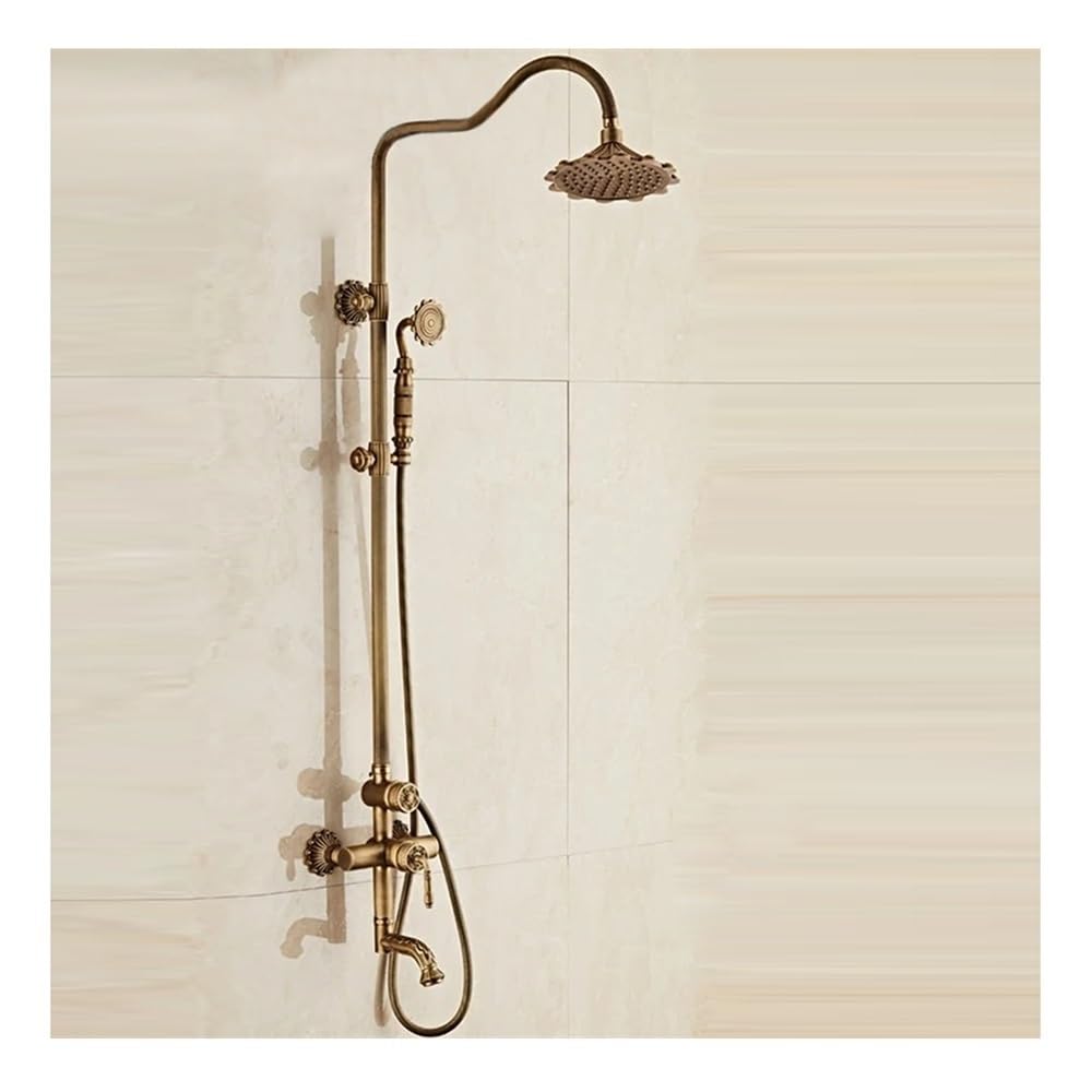 Antique Brass Finish Bathroom Rainfall with Spray Shower Faucet Set XT337