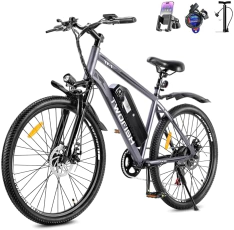 TWOFISH Electric Bike for Adults, 26" Electric Mountain Bike with 36V 15Ah Battery and 250W Motor, 100KM Max Range, 7-Speed E Bike with LED Display, Disc Brakes, Cruise Control, TF-1
