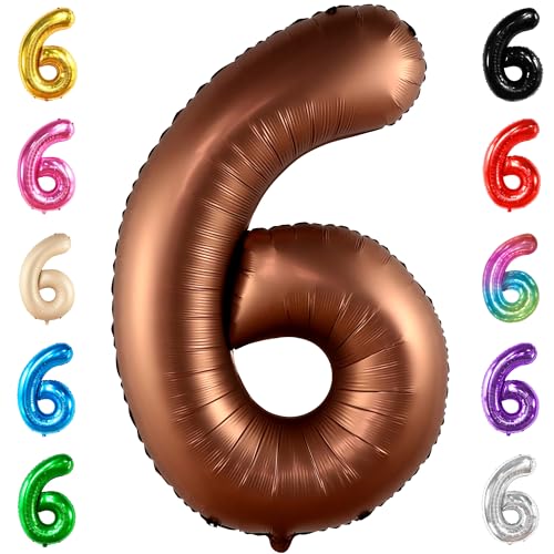 Image of KatchOn Coffee Brown Number 6 Balloon 40 Inch