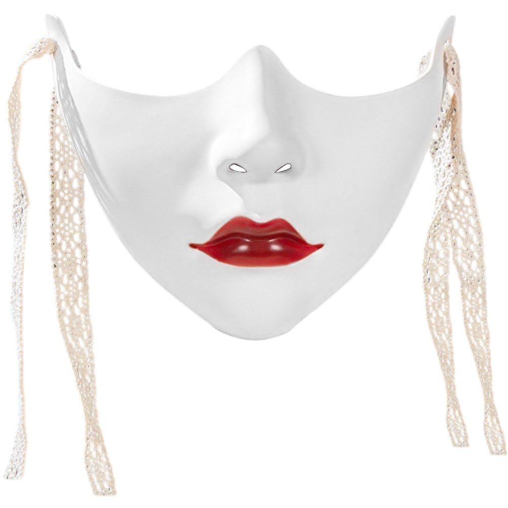 Uzztfa Women's White Masquerade Mask Lower Face Mask Half Face Mask Party Mask Costume Mask Half Face Mask For Carnival Halloween Party Cosplay