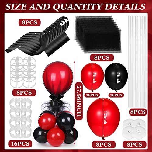 Image of BBTO 8 Set Black and Red Table Centerpieces Balloons Stand Kit, Latex Balloons and Table Stand Holder with Base Tulle for Wedding Birthday Grad Prom Centerpieces Party Back to School Baby Shower