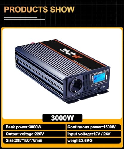 Convertisseur 24V 220V 3000W onde sinusoïdale pure avec télécommande UE