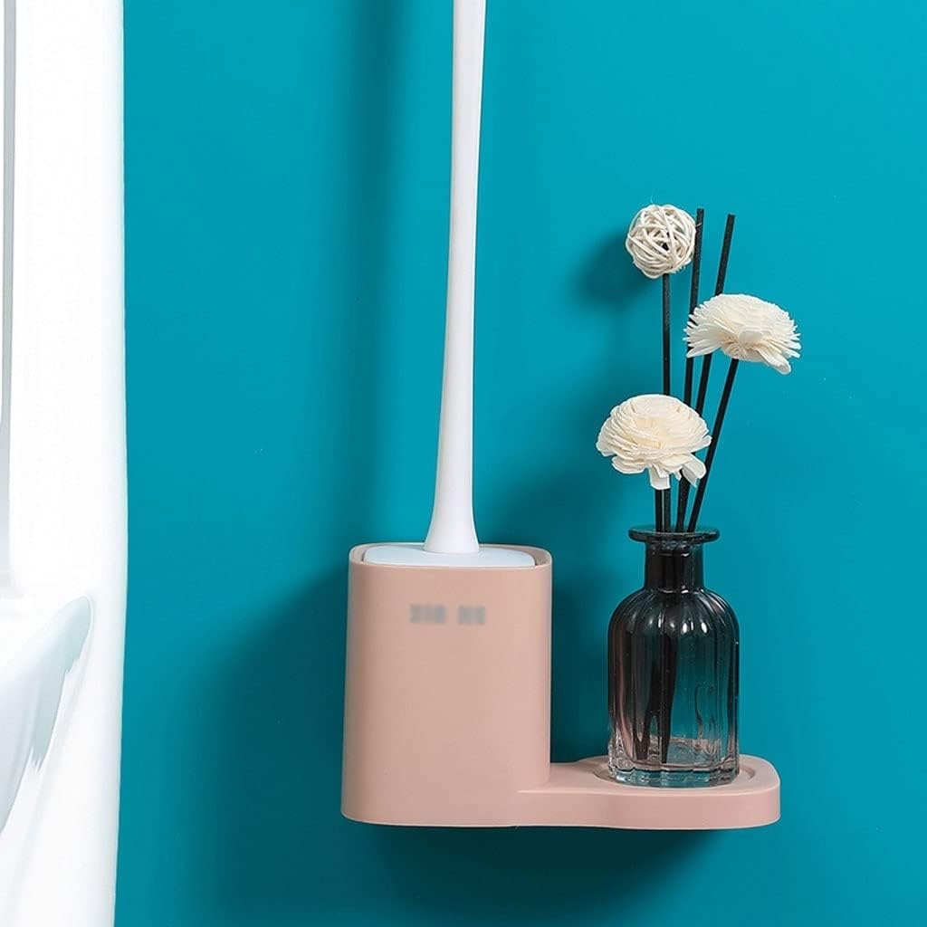 Toilet Brush Holder Long Handle Wall-Mounted Toilet Brush Holder Simple Design Toilet Brush Household Bathroom Dead Corner Cleaning Toilet Brush Set Toilet Brush Holders(A)