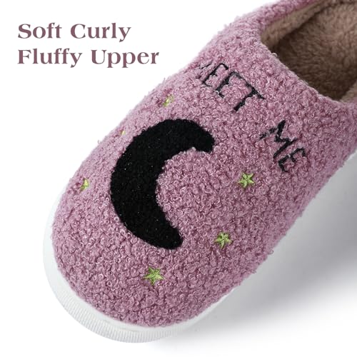 Menore Meet Me At Midnight Slippers for Womens Mens Soft Warm Fuzzy House Slides Memory Foam Lightweight Slip-on Slippers Indoor Outdoor4