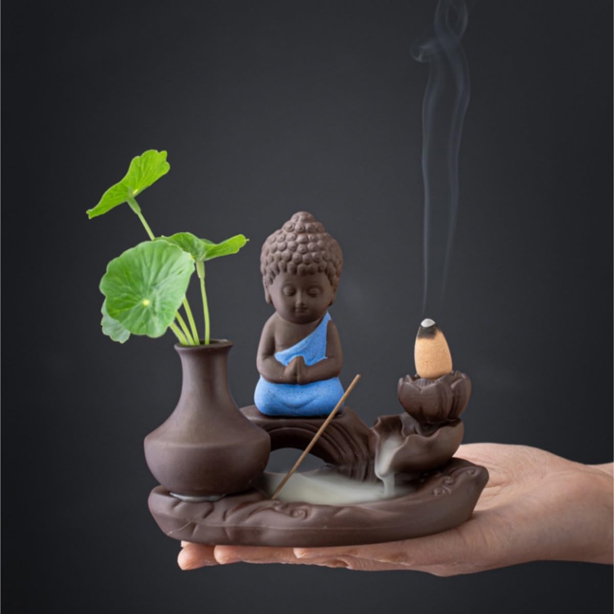 Fuentes de Incienso,Yoga Quemador De Incienso Reflujo, Madera Agar, Aromaterapia, Té, Mascotas, Muebles Creativos For El Hogar Zen(Yellow)