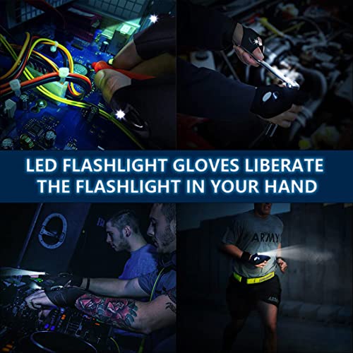 Elastic Hands Free Led Flashlight Gloves For Repair, Fishing, Camping, Hiking In Dark Places, 1 Pair Of Gadgets, Birthday Gifts, Father's Day Christmas Birthday Gifts Valentine's Day (Black 1 Pair) #TOP2