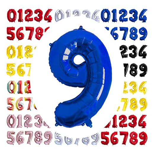 Globo numero 9 azul. Globos Gigante número 9 fiestas cumpleaños decoración fiesta aniversario boda tamaño grande 70 cm con accesorio para inflar aire o helio