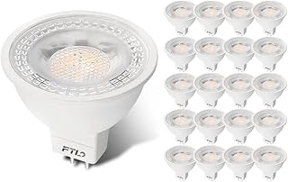 FTL 20-Pack MR16 LED Bulb 3000K Warm White GU5.3 12V 5W 50W Halogen Equivalent Bipin Base 40 Degree Non-Dimmable Spot Light for Track Lighting, Outdoor Landscape Lighting