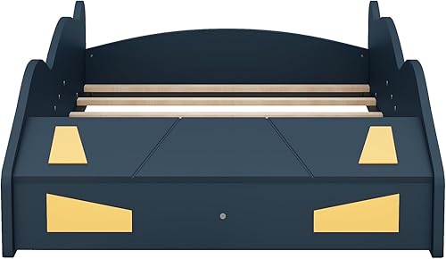 Miniatura 7 de Merax Cama de plataforma en forma de auto de carreras de tamaño individual con ruedas y almacenamiento