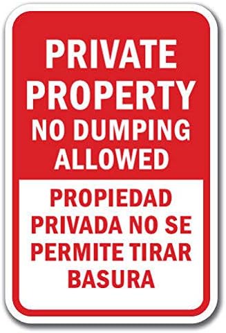 Miniatura 1 de Private Property No Dumping Propiedad Privada No Se Permite Tirar Basura Etiqueta Adhesiva 8"