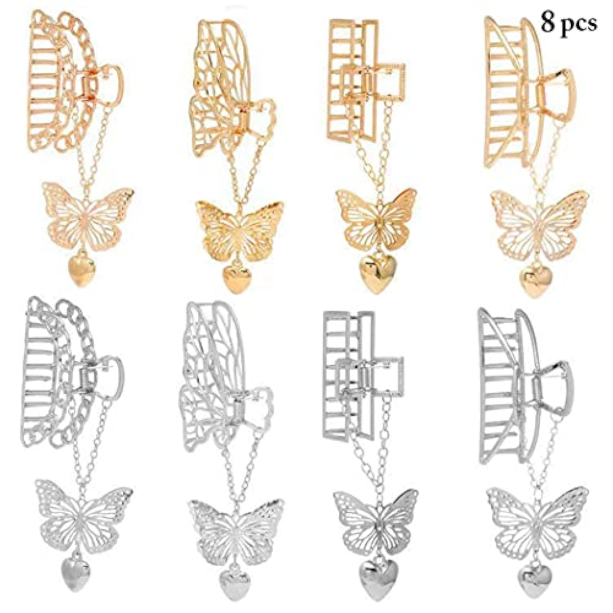 8pcs Elegant Decorative Jaw Clips Set for Women, Party Ready
