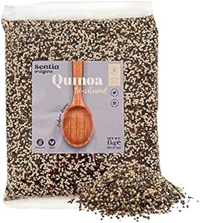 Sentia Origins Tricolour Quinoa Grain - Gluten Free Vegan Source of Protein, High in Iron & Fiber | Organic & Healthy Pre-Washed Natural Quinoa Grain Meal - 1kg