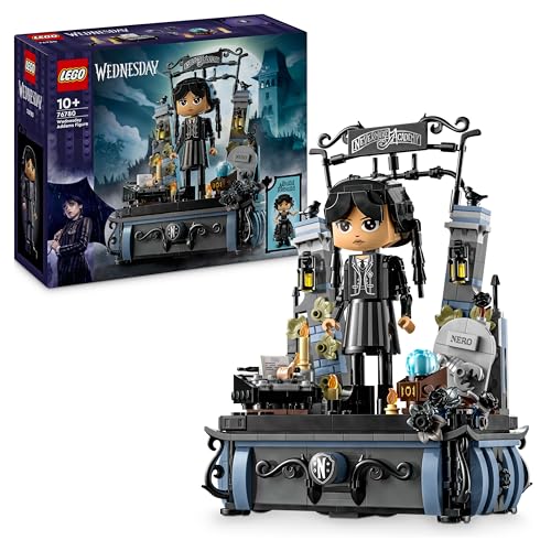 LEGO Wednesday Addams Figure Set Collectible Building Toy for Kids Includes 2 Faces & Outfits plus Classic Character Thing for Creative Role Play Birthday Gift for Girls and Boys 76780