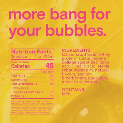 Image of WAAY Sparkling Protein Drink, Lemon Raspberry, 12 fl oz Can, 10g Protein, 0g Sugar, 45 Calories (12 Pack)