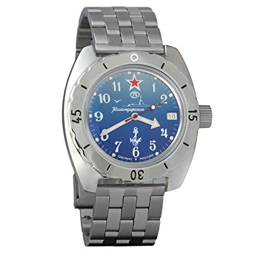 Vostok Amphibian Mens Automatic WR 200m Self-Winding Wrist Watch #289 (150289: Steel 150)