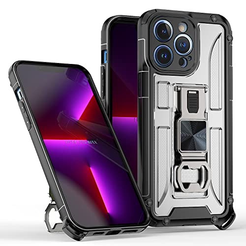 GRECAZO for iPhone 13 Pro Max Creative Clear Phone Case with Kickstand Heavy Duty Military Grade Shockproof Soft TPU Hard PC Back Case with 180° Rotatable Bottle Opener Stand(Clear)