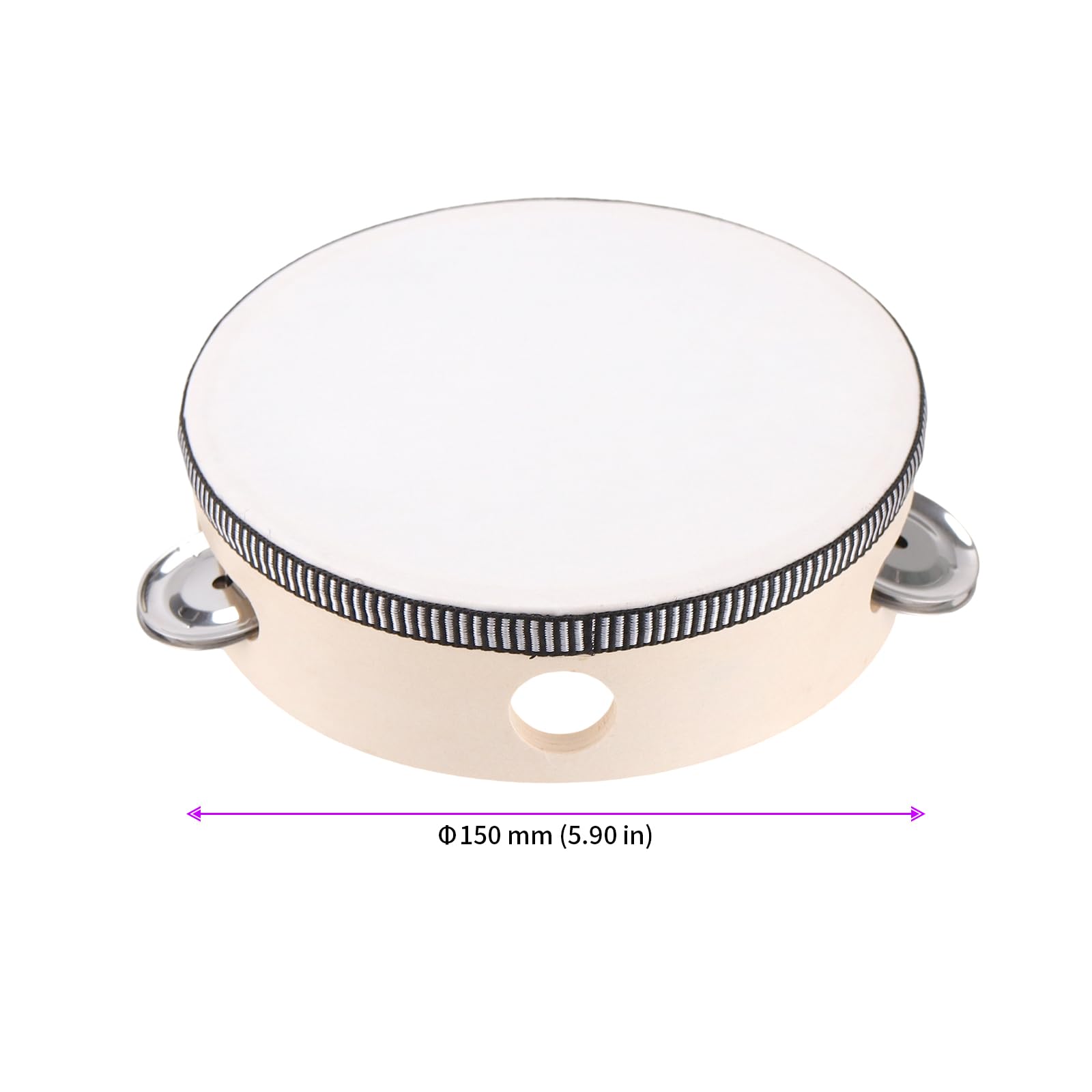 JEUIHAU 3 Pack Wooden Tambourine Drum, 6 Inch Hand Held Drum Single Row Metal Bell Jingles Musical Educational Instrument for Beginner and Professional Tambourine Player - Image 2
