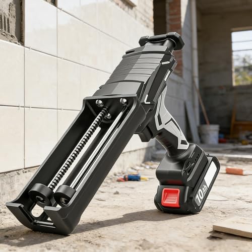 Pistola de calafateo inalámbrica, kit de pistola adhesiva eléctrica de doble tubo con batería de litio de 2.0 AH, 6 velocidades ajustables, retorno automático de pegamento, viaje: 160 mm, para llenado