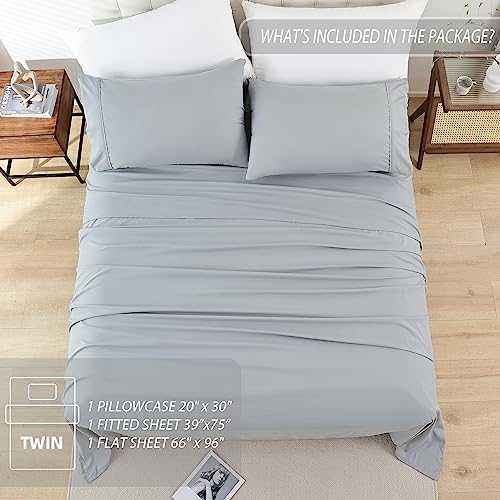 Whitney Home Textile 80- MICROFIBER SHEETS SET Twin Sheet Set - 3 Piece Soft Breathable Bed Sheets For Twin Size Bed, Extra Deep Pocket Luxury Brushed Sheets, Cooling Hotel Bedding Sheets And Pillowcases thumb #5