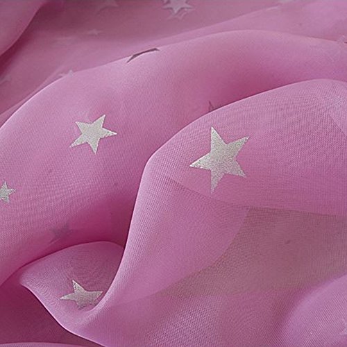 Pureaqu Kids Bedroom Curtains With Twinkle Star Print Curtains Rod Pocket Voile Sheer Curtain Panel Draperies Perfect For Nursery/Patio Doors/French Doors 1 Panel Pink W52Xh72 #TOP3