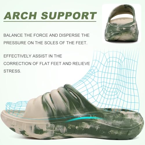 Image of KuaiLu Mens Recovery Sandals Orthotic Arch Support Open Toe Sport Slides Thick Cushion Orthopedic Plantar Fasciitis Slip On Wide Width Summer Pool Beach Waterproof