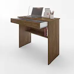 Escrivaninha/Mesa de Computador com 1 Gaveta e Prateleira Organizadora para Quarto ou Escritório de Estudo (Marrom)