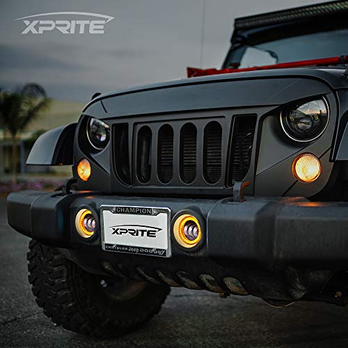Image of 4 Inch 60W LED Fog Light w /Yellow Halo DRL Compatible with 07-18 Jeep JK