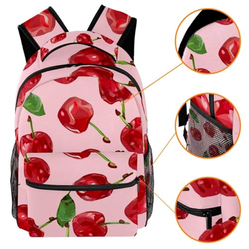 Sac à dos imprimé cerise pour enfants de grande capacité multicolore - 3