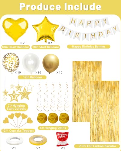 Lutoys Happy Birthday Party Decorations, Happy Birthday Banner, Rose Gold Foil Heart Star Confetti Balloons Curtain Backdrop Hanging Swirls Butterfly Party Decor for Girls Women Princess - Image 5