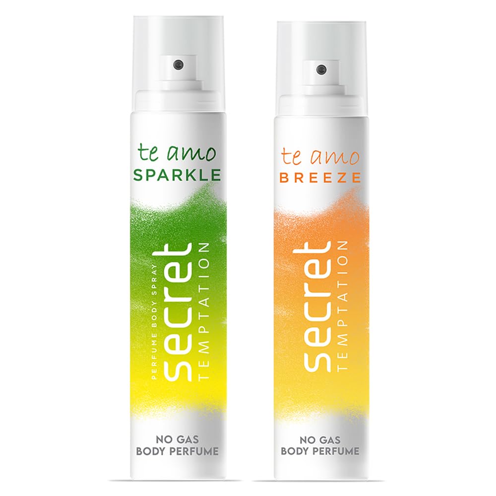 Te Amo Sparkle and Breeze No Gas Perfume Body Spray for Women, Pack of 2 (120ml each)