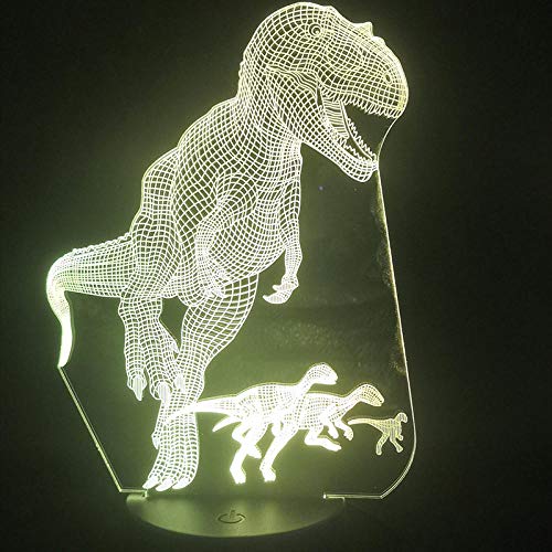 Preisvergleich Produktbild Domrx Nachtlicht LED Dinosaurier Illusionslampe Velociraptor 3D Nachtlicht Tisch Schreibtischlampe 7 Farben Ändern der optischen 3D Illusionskontrollleuchten-11_Bluetooth Base_China