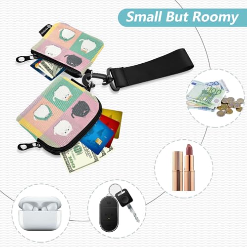 Cute Cartoon Cats Plaids Women's Card Cases Change Holder Large Capacity Business Card Holder with Zipper Pocket for Ladies 2 Pcs Wallet para tarjetas2