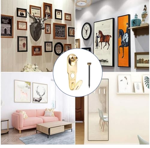 Image of 10Sets Picture Hangers Kit with Nails Professional Picture Hooks Hangers, 30lb Wall Hangers, Wall Hanging Kit for Drywall /Wooden Office Pictures, Clock, House Decoration