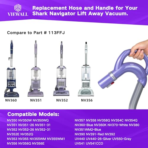Image of VIEWALL Upgraded Replacement Hose Handle for Shark NV350 NV351 NV352 NV355 NV356 NV360 UV440 UV550 Navigator Lift Away Vacuum Clener Part 207FFJ360 153FFJ 113FFJ (Purple)