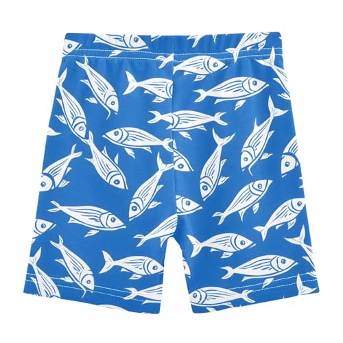 Blue Fishes Print Girls Shorts Elastic Waist Sports Shorts Girls Leggings Pants for 4-10 Years2