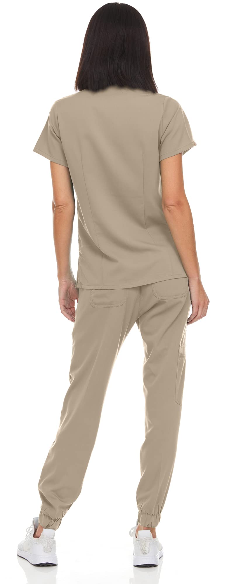MediChic Scrubs for Women Anti-Wrinkle Stretch V-Neck Jogger Scrubs Set, Available in Over 12 Colors
