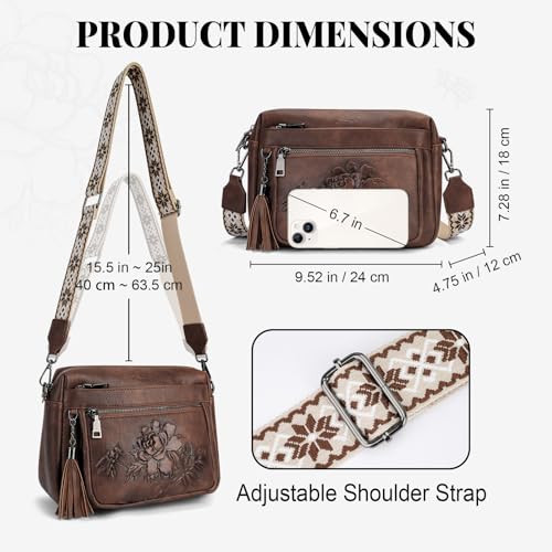 Image of Crossbody Bags for Women, Vegan Leather Embossed Crossbody Purse | Trendy Lightweight Design with Adjustable Strap, Spacious Interior for Daily Essentials, Ideal for Travel and Gift Giving