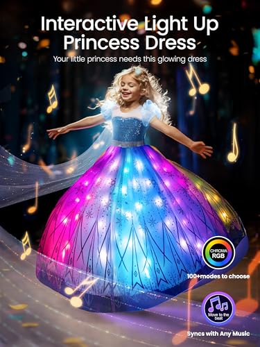 Vestido de princesa con luces LED RGB de 8-9 años miniatura 5