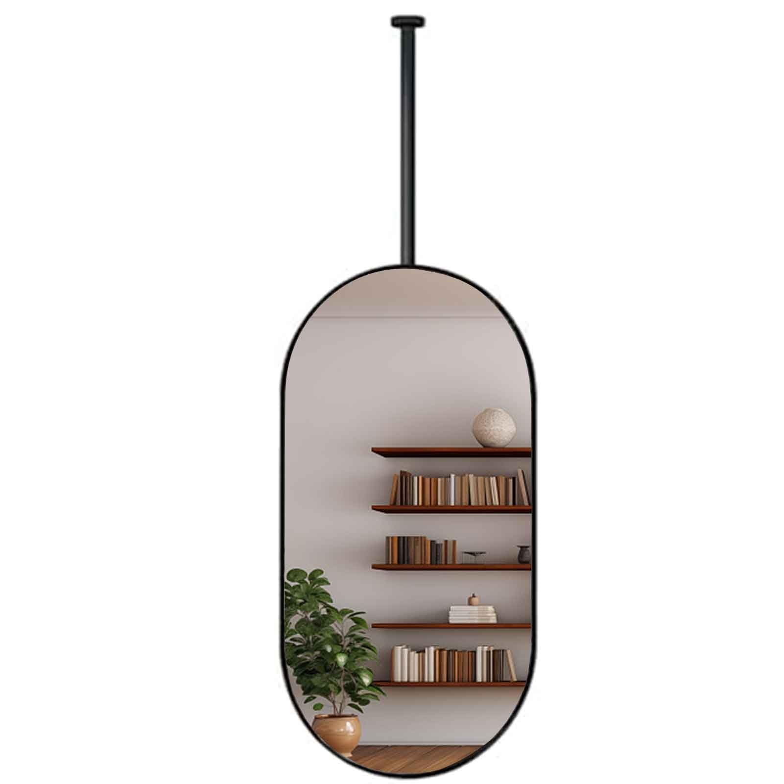 Miroir pour salon et entrée suspendu en métal noir style industriel raffiné
