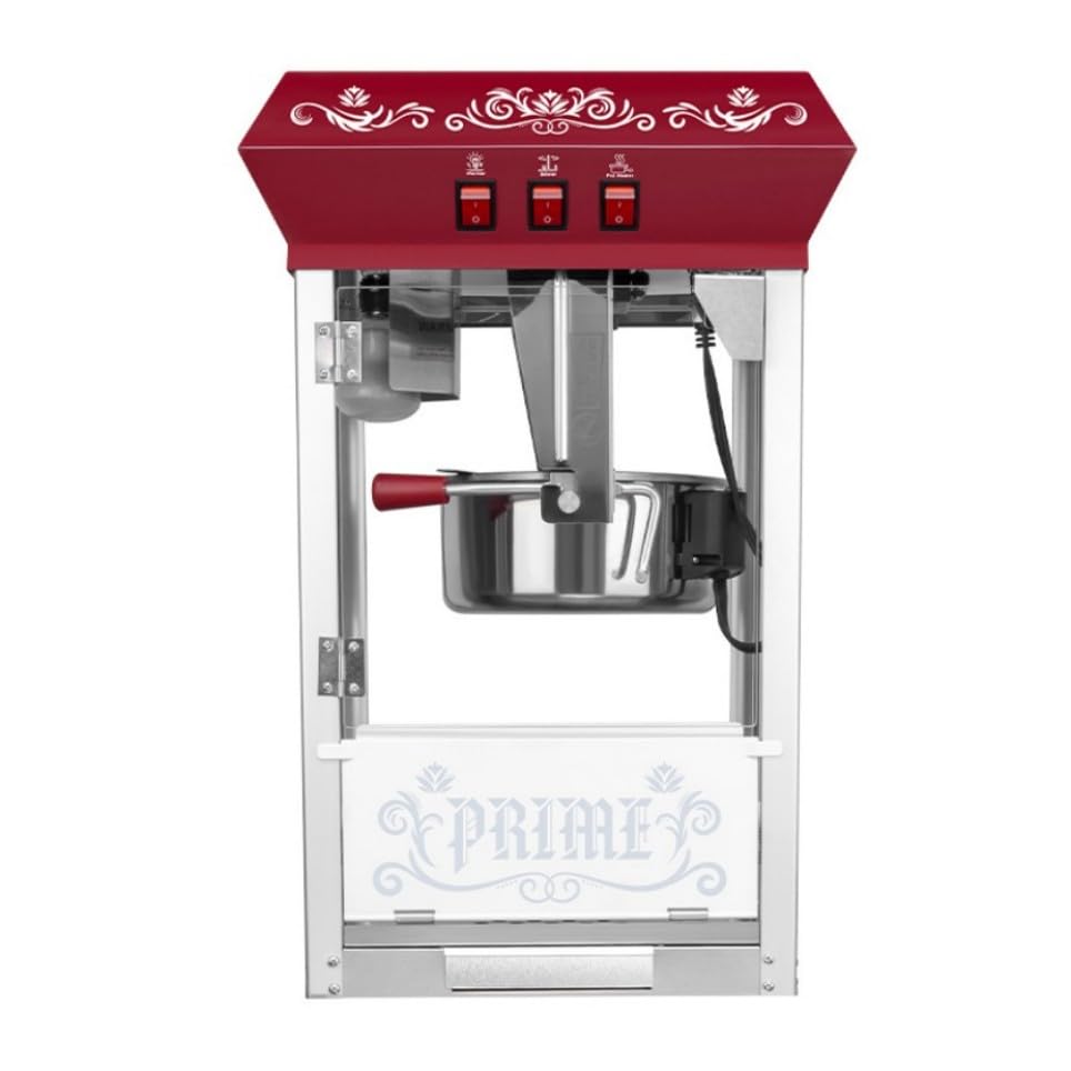 Image of Commercial Popcorn Maker Machine,12 Ounce Kettle Stainless Steel Commercial Popcorn Machine with Tempered Glass,Warming Deck, 800W Countertop Popcorn Popper for Parties Red