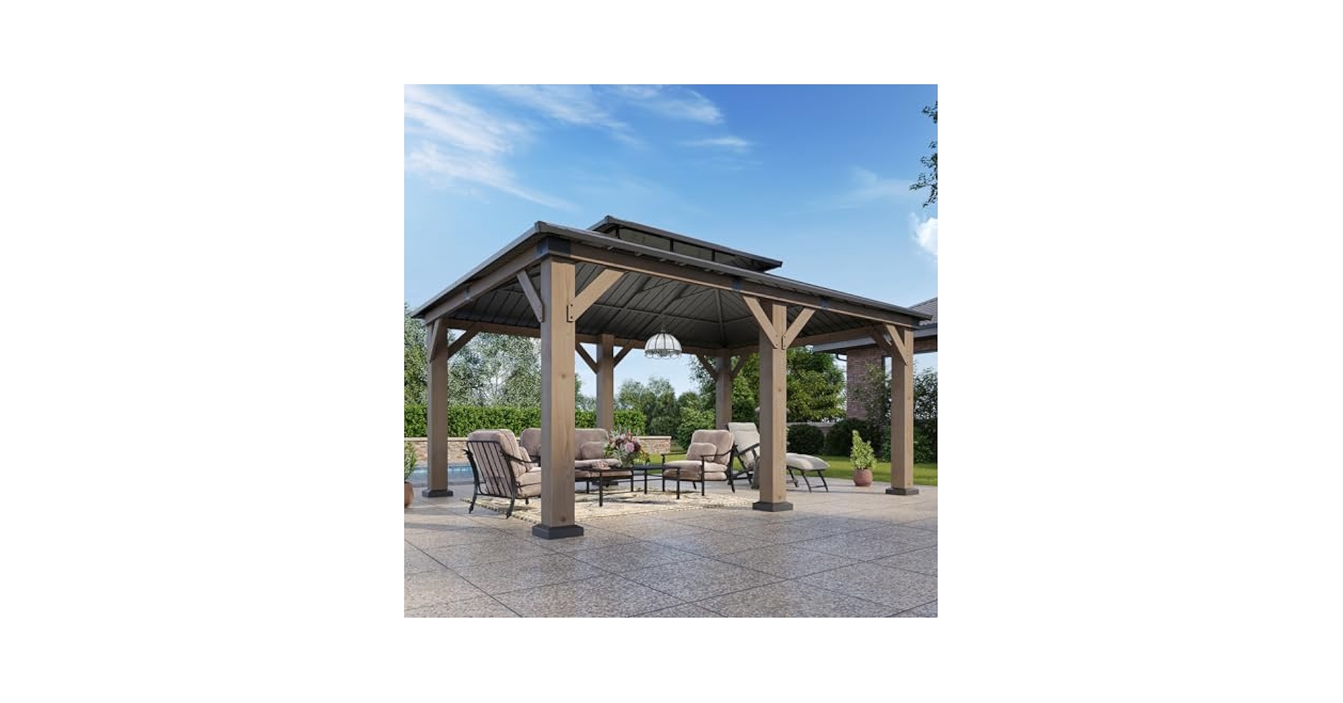 Amazon.com : Aoxun 12' x 16' Outdoor Wood Gazebo, Hardtop