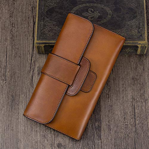 Preisvergleich Produktbild WZV Brieftasche Damen handgemachte Brieftasche Frauen Brieftasche Brieftasche Frauen Lange Reißverschluss Mode,Brown