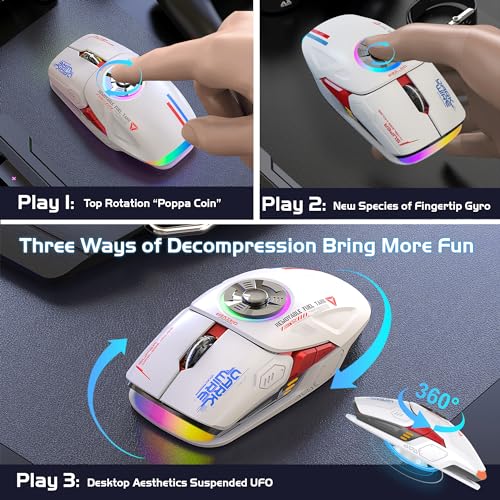 Image of Schkner RGB Wireless Gaming Mouse with 4 Adjustable DPI to 4800, Bluetooth and 2.4G Rechargeable Wireless Mouse with Side Buttons, Ergonomic Gamer Mice for PC, Laptop, Mac, Computer, White