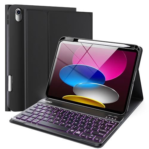 TECKNET (ebNlbg) iPad 11/10pP[X L[{[ht 7FobNCg O\ȃCXBluetoothL[{[hP[X yVz_[t iPad A16 2025/2022p ^ y ubN