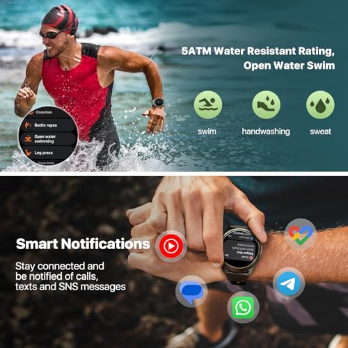 TicWatch Pro 5 Enduro Smartwatch for Men 1.43 Inch Android Wear OS Smart Watch 90 Hrs Battery 110 Plus Workout Modes 24 Hour Heart Rate Health Fitness Tracker Outdoor 5ATM GPS Compass Android Compatible Only - Image 8