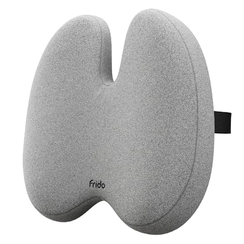 Frido Ultimate Pro - Soporte de espalda (alta densidad) para silla, cojín ortopédico para apoyo lumbar y postura, ayuda a aliviar el dolor de espalda, almohada de espuma patentada Hi-Per con correas