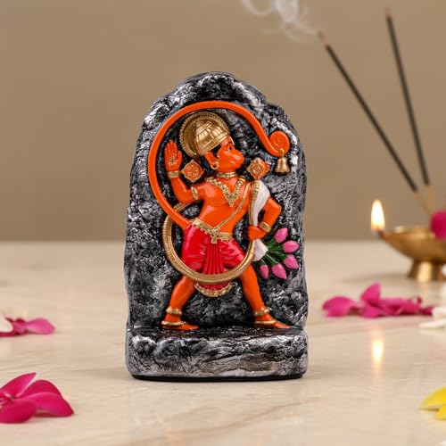 Image of Artarium Kesari Nandan Hanuman Idol for Home Temple (6 Inch), Resin Veer Hanuman Murti with Blessing Hand, Hindu God Statue for Pooja Room, Office Desk & Home Decor