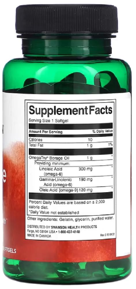 Swanson - Borage Oil 1000 mg | Supporto per pelle e articolazioni - 60 gel morbidi