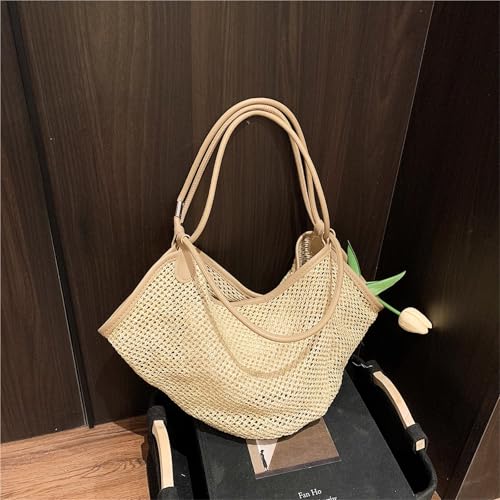 2 Set Straw Shoulder Bag For Women Summer Travel Underarm Handbag Large Capacity Beach Tote4